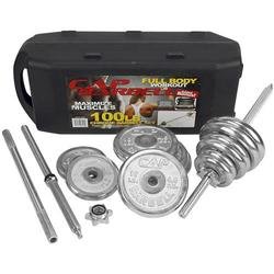 100 lb. Weight Set with Barbell, Chrome Plates & Carrying Case