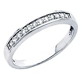 14K White Gold Round-cut Diamond Ladies Women Cut Wedding Anniversary Ring Band (0.17 CTW., G-H Color, SI1-2 Clarity)
