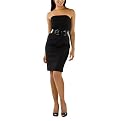 GO International&reg; Sleeveless Belted Ponte Dress -Ebony