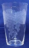 Individually Hand Etched Grapes Tumbler Glass 7"H Set / 4