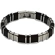 Men's Black Rubber Stainless Steel Bracelet