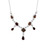 Sterling Silver 16 + 1 Inch Extension Garnet Necklace