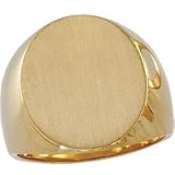 10K Yellow Gold Men's Signet Ring With Brush Finished Top