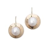 10-11mm Cultured Pearl Button On Disc Earrings In 14kt Yellow Gold