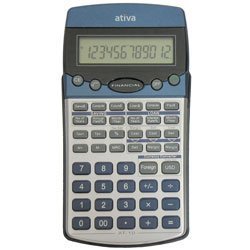 Ativa AT-10 Financial Calculator, Silver/Blue