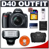 Nikon D40 6.1MP Digital SLR Camera + Nikon 18-55mm AF-S Lens + Nikon SB-400 AF Speedlight Flash + Transcend 2GB 150x SecureDigital Card + USB Card Reader + Nikon SLR Gadget Bag