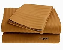 Homespell Egyptian Cotton 400 Thread Count 3 - Pc Sateen Stripe Duvet Cover Copper (Queen)