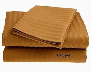 SOHO Duvet Cover 400TC Sateen Stripe Copper (King)
