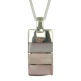 Ladies' Mother of Pearl Bar Pendant Necklace, Silver Chain, 46cm Length, Model A66 NKP41056