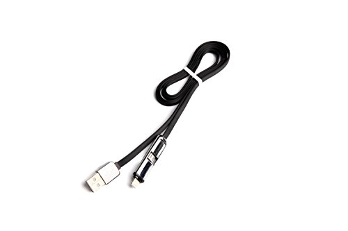 [Backup for Mobile Electronics] Techbros 2in1 Data Cable Multi-function Unique Flat Noodle Design USB Cable Quick Charge &amp; High Speed compatible for Both IOS &amp; Android phones (1 year warranty) Black