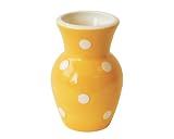 Terramoto Ceramic Polka Dots 6-Inch Vase, White on Yellow
