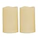 Outdoor Indoor Flameless Candles with Timer by iZan Waterproof Plastic Realistic Flickering Battery Operated LED Pillar Candles Long Lasting 1500 Hours Battery Life 3â€x5â€ Waved Edge 2-Pack