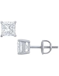 Platinum Princess Cut Diamond Stud Earrings 1.75 CT. TW.