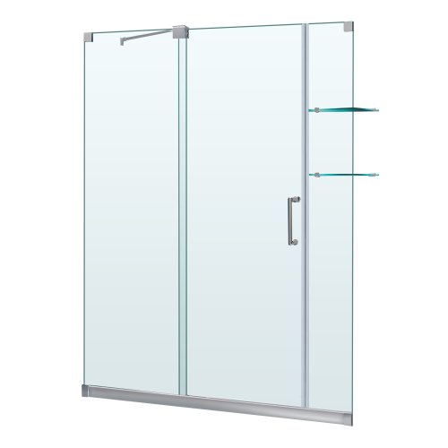 DreamLine SHDR-19607210-04 Frameless Sliding Shower Door 56 to 60 by 72 Clear 3/8 Glass Door Brushed Nickel Finish