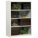 4 Shelf Bookcase, w/Glass Doors, 52High, Light Gray-RECYCLED (TNN352GLLGY);