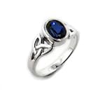 Sterling Silver Celtic Knot and Genuine Blue Sapphire Ring (Size 4,5,6,7,8,9,10,11,12,13,14,15)