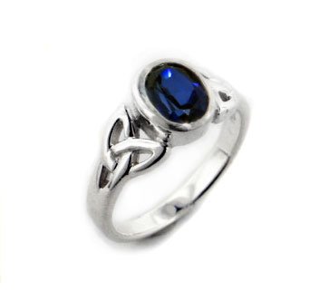 Sterling Silver Celtic Knot and Genuine Blue Sapphire Ring (Size 4,5,6,7,8,9,10,11,12,13,14,15)