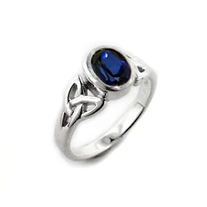 Sterling Silver Celtic Knot and Genuine Blue Sapphire Ring Size 7(Sizes 4,5,6,7,8,9,10,11,12,13,14,15)