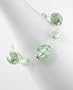 Rose and Green Foil Glass Beads Sterling Silver 8.5" Bracelet