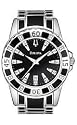 Bulova Men's Diamond Accented Case Bracelet Black Dial Watch #98E107