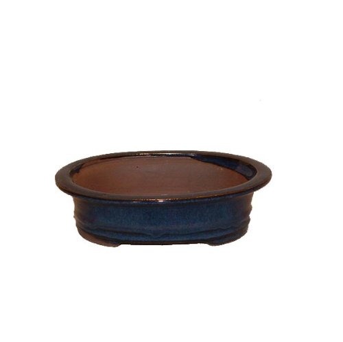15cm Oval Blue Glazed Bonsai Pot
