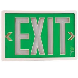 Tritium Self-luminous Exit Sign - Single Face - Green Face - White Housing - 20 Years