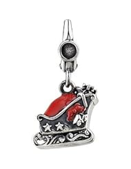 Sterling Silver-SantaS Sleigh Charm With Enamel by US Gems