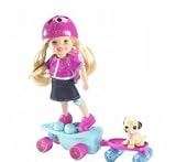 Kelly Doll Sister of Barbie and Ollie the Pup on Lets Go Skateboard