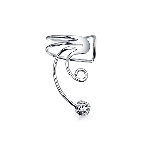 Christmas Gifts Ear Cuff Right Ear Cubic Zirconia Wave 925 Sterling Silver