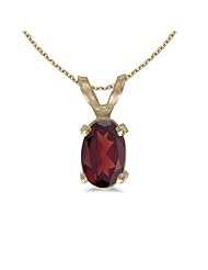 14k Yellow Gold Oval Garnet Pendant (chain NOT included)