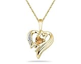 Citrine and Diamond Heart MOM Pendant