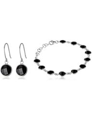 Bezel Stud Earrings and Bracelet Jewelry Set