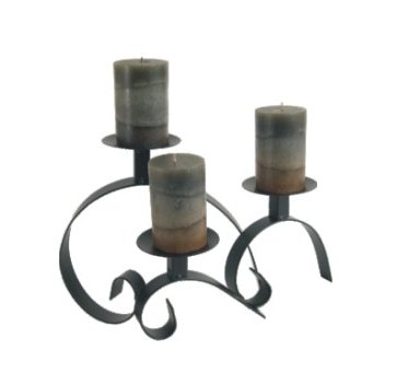 Curly Triple Iron Candleholder