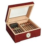 Cigar Box With Feet And Burl Wood Finish