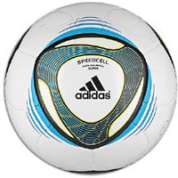 adidas Speedcell Glider Soccer Ball (White, Sharp Blue, Electricity, 5)