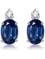 3.62ct Sapphire & Diamond Stud Earrings 14k Gold