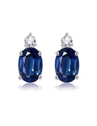 3.62ct Sapphire & Vs Diamond Stud Earrings 14k Gold
