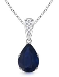 Pear Sapphire and Round Diamond Studded Bail Pendant