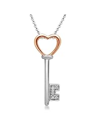 10k Rose Gold and Sterling Silver Diamond Heart Pendant Necklace (0.02 cttw, I-J Color, I3 Clarity), 18"