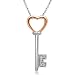 10k Rose Gold and Sterling Silver Diamond Heart Pendant (0.02 cttw, I-J Color, I3 Clarity), 18