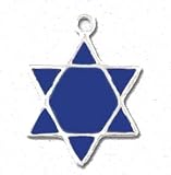 Solid Sterling Silver Blue Star of David Charm