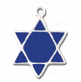 Solid Sterling Silver Blue Star of David Charm
