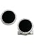Solid 14K White Gold Round Swirled Onyx Cufflinks