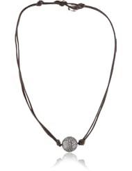 Kala Single Pave Diamond Bead on Double Strand Leather Necklace