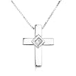 Diamond Cross Pendant set in Platinum with 16" White Gold Chain (GH/I1)