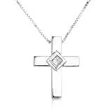 Diamond Cross Pendant set in Platinum with 16 White Gold Chain (GH/I1)