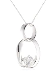 Sterling Silver Open Circles Pendant with Cubic Zirconia Necklace, 18"