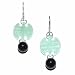 Sterling Silver Jade "Longevity" Chinese Character w/ Charcoal Jade Bead Earrings
