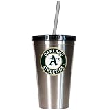MLB Oakland Athletics 16-Ounce Stainless Steel Insulated Tumbler with Straw