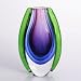 Hand Blown Purple, Blue, & Green Sommerso Oval Art Glass Vase 10" tall